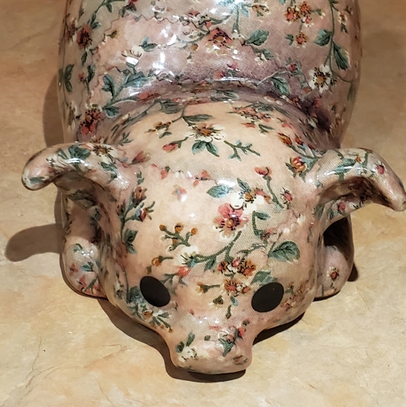 Vintage ceramic decoupage pig - Picture 5 of 5